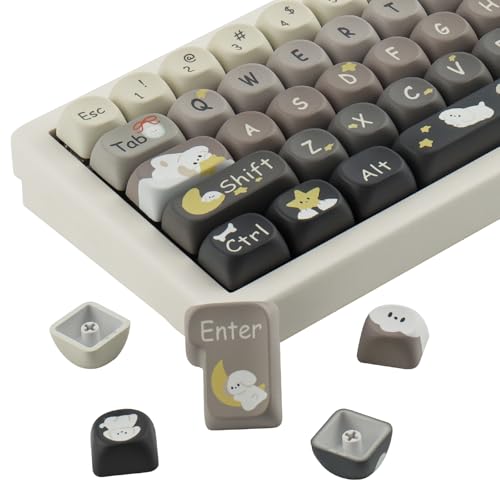 Tsungup PBT Nette Keycaps 151 Tasten MOA Profil Tastaturen Daydreamer Custom Grau Weiß Tastaturen Set Kompatibel mit Cherry Gateron MX Schalter für ANSI Layout Mechanische Gaming Tastaturen von Tsungup