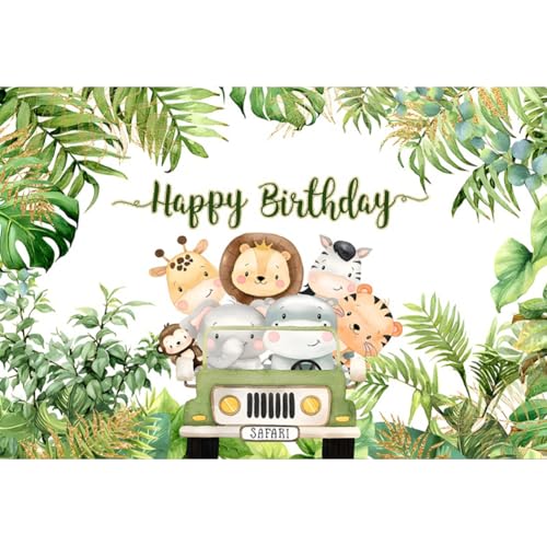 Tincceer Hintergrund Alles Gute zum Geburtstag 1,5x1m Dschungel Tiere Safari Palmblatt Geburtstag Hintergrund Niedlicher Löwe Elefant Nilpferd Baby Shower Party Banner Vinyl Photo Booth Prop Tincceer Hintergrund Alles Gute zum Geburtstag 1,5x1m Dschungel Tiere Safari Palmblatt Geburtstag Hintergrund Niedlicher Löwe Elefant Nilpferd Baby Shower Party Banner Vinyl Photo Booth Prop von Ttincceer