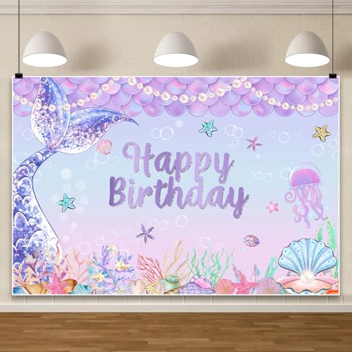 Ttincceer 1.8x1.2m Geburtstagshintergrund glitzernd lila Schwanz Babyparty Fotohintergrund Unterwasser Seestern Mädchen Prinzessin Geburtstagsparty Banner Studio-Requisite Vinyl Ttincceer 1.8x1.2m Geburtstagshintergrund glitzernd lila Schwanz Babyparty Fotohintergrund Unterwasser Seestern Mädchen Prinzessin Geburtstagsparty Banner Studio-Requisite Vinyl von Ttincceer