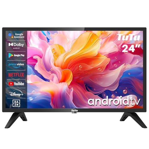 TuTu 24 Zoll Smart TV Fernseher Android TV Triple Tuner(DVB-T2/S2/C) APP Store YouTube Netflix DAZN WiFi Bluetoot （2023） von TuTu