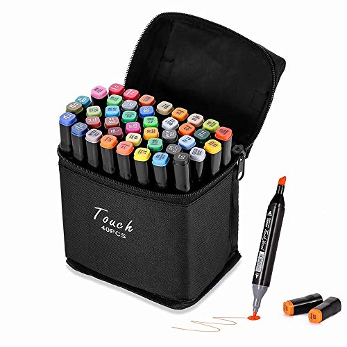 TucKer 40 Farbige Filzstifte Graffiti Stift Fettige Mark Farben Marker Set,Twin Tip Textmarker Graffiti Pens für Sketch Marker Stifte Set, MKB, black shell von TucKer