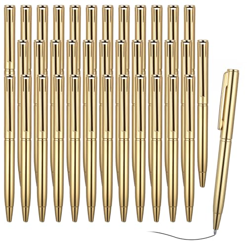 Tucnoeu 36pcs Kugelschreiber Gold, 1mm Goldener Kugelschreiber Einziehbare Schwarze Tinte Stifte, Kugelschreiber Goldfarben für Hochzeit Business Office Studenten Lehrer (Gold) von Tucnoeu