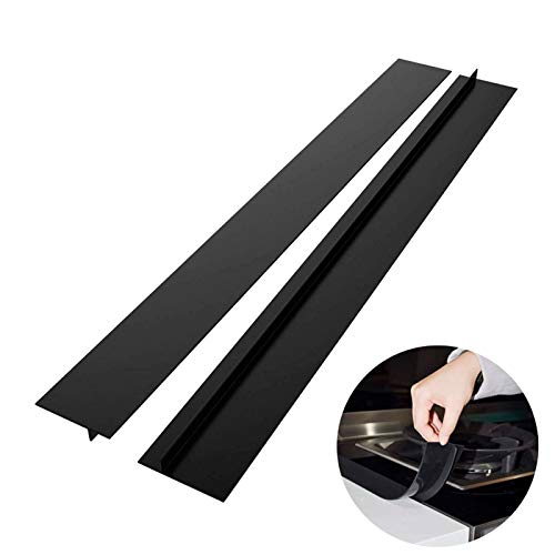 2 Stück Lückenabdeckung Herd, Silikon Gap Cover Spaltabdeckung Küche, Langer Spaltfüller Silikon Lückenfüller für Herdplatten Küche Arbeitsfläche Backofen Waschmaschine Trockner (Schwarz, 25 inch) von Tudaheuiy