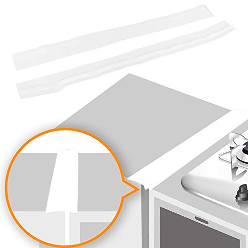 2 Stück Lückenabdeckung Herd, Silikon Gap Cover Spaltabdeckung Küche, Langer Spaltfüller Silikon Lückenfüller für Herdplatten Küche Arbeitsfläche Backofen Waschmaschine Trockner (Weiß, 21 inch) von Tudaheuiy