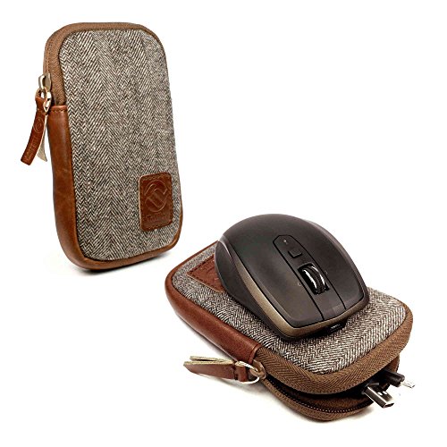 Tuff-Luv Herringbone Tweed Travel case für Logitech Wireless mouse & MX Anywhere 1 & 2 von Tuff-Luv
