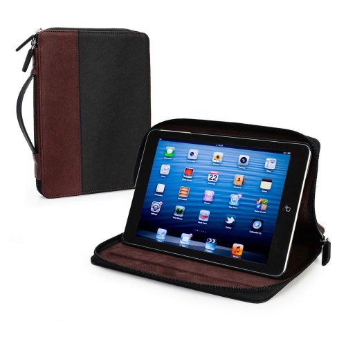 Tuff-Luv Roma Leder Reißverschluss Fall Cover mit Sleep-Funktion für Apple iPad Mini – Schwarz/Mahagoni von Tuff-Luv