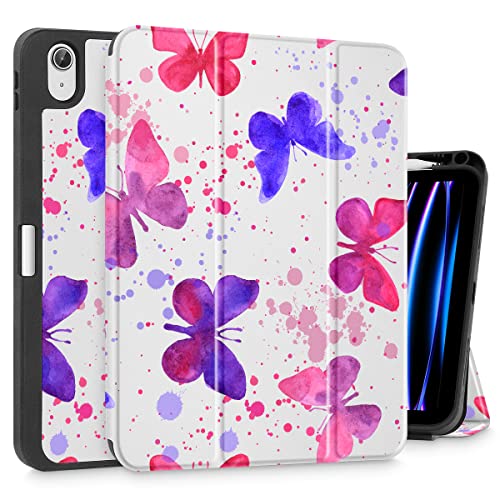 Tuiklol iPad 10th Gen Case, 2022 10.9 Inch Slim Stand Hard Case Pencil Holder with TPU Back Cover & Trifold Stand & Auto Wake/Sleep with iPad 10.9 2022 Model A2757 A2777 A2696,Watercolor Butterfly von Tuiklol