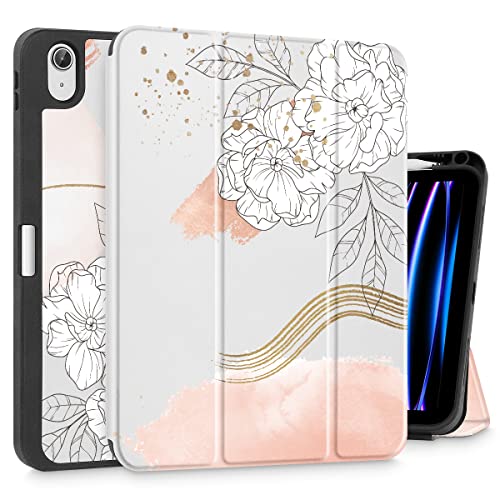 Tuiklol iPad 10th Generation Case, 2022 10.9 Inch Slim Stand Hard Case Pencil Holder with TPU Back Cover & Trifold Stand & Auto Wake/Sleep with iPad 10.9 2022 Model A2757 A2777 A2696, White Flower von Tuiklol