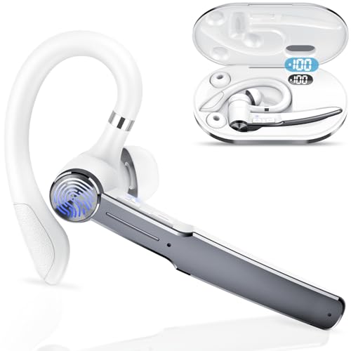 Bluetooth Headset V5.3, Wireless Freisprech Headset mit 110 Std Spielzeit, CVC8.0 Headset Kabellos mit 4 ENC Noise Cancelling Mic Mute, IPX7 Waterproof, In Ear Headset Handy für Autofahren, Eisengrau Bluetooth Headset V5.3, Wireless Freisprech Headset mit 110 Std Spielzeit, CVC8.0 Headset Kabellos mit 4 ENC Noise Cancelling Mic Mute, IPX7 Waterproof, In Ear Headset Handy für Autofahren, Eisengrau von Tukio