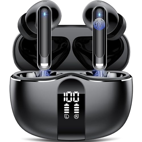 Bluetooth Kopfhörer, Wireless Kopfhörer HiFi Stereo Tiefbass, In-Ear-Kopfhörer - 40H Geräuschunterdrückung für Anrufe/Leicht und tragbar/Geeignet für den täglichen Gebrauch im Freien (Dunkelschwarz) Bluetooth Kopfhörer, Wireless Kopfhörer HiFi Stereo Tiefbass, In-Ear-Kopfhörer - 40H Geräuschunterdrückung für Anrufe/Leicht und tragbar/Geeignet für den täglichen Gebrauch im Freien (Dunkelschwarz) von Tukio