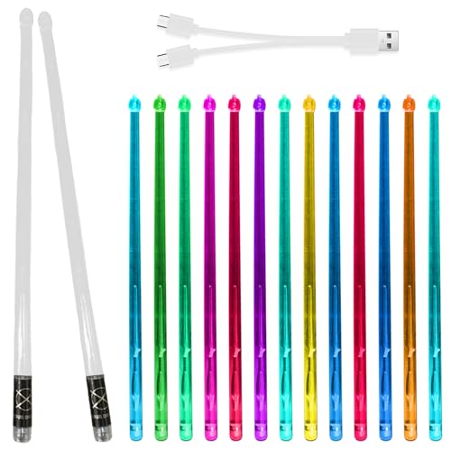 1 Paar LED Leuchten Trommelstock,15 Farben 2 Modi Leuchtende Schlagzeugstöcke,mit USB Type-C Ladefunktion Leucht Drumsticks für Drum Set,Groß Angelegte Nachtveranstaltungen 1 Paar LED Leuchten Trommelstock,15 Farben 2 Modi Leuchtende Schlagzeugstöcke,mit USB Type-C Ladefunktion Leucht Drumsticks für Drum Set,Groß Angelegte Nachtveranstaltungen von Tulov