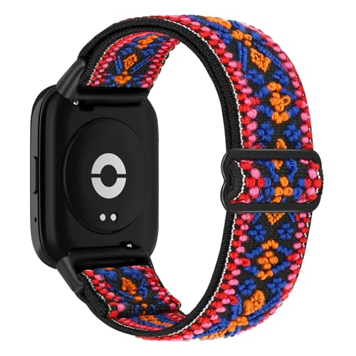 TumCez Armbänder kompatibel mit Xiaomi Redmi Watch 3 Active Armband für Damen Herren, Sportarmband aus weichem elastischem atmungsaktivem Nylon für Xiaomi Redmi Watch 3 Active Armband, Bohème-Rot, TumCez Armbänder kompatibel mit Xiaomi Redmi Watch 3 Active Armband für Damen Herren, Sportarmband aus weichem elastischem atmungsaktivem Nylon für Xiaomi Redmi Watch 3 Active Armband, Bohème-Rot, von TumCez