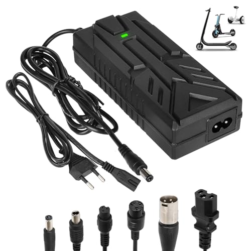 Tumacado 42V 2A Ladegeräte für Scooter，E Scooter Ladegeräte，Hoverboard Ladekabel，18V 24V 29.4V 36V Elektroroller Universal Lithium Batterie Ladegerät mit 6 Anschlüssen，für Elektrofahrräder Akkuladung von Tumacado