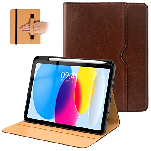 iPad 10 Generation Hülle aus Hochwertigem PU-Leder,Hülle mit Integriertem Stiftschlitz und Automatischer Aufweck-/Schlaffunktion für 10.9 Zoll iPad 10 Generation - Braun von Tumeiguan