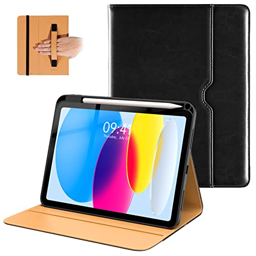 iPad 10 Generation Hülle aus Hochwertigem PU-Leder,Hülle mit Integriertem Stiftschlitz und Automatischer Aufweck-/Schlaffunktion für 10.9 Zoll iPad 10 Generation- Schwarz von Tumeiguan