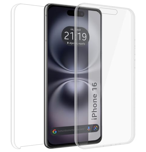 Doppelte transparente Schutzhülle aus PC + TPU Full Body 360 für iPhone 16e (6.1) von Tumundosmartphone