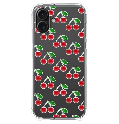 Schutzhülle aus Silikon, stoßfest, für iPhone 16 Plus (6,7 Zoll), Design Kirschen von Tumundosmartphone