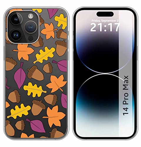 Schutzhülle aus Silikon, transparent, kompatibel mit iPhone 14 Pro MAX (6.7) Design Herbst Zeichnungen von Tumundosmartphone