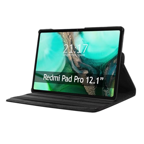 Tumundosmartphone 360 Grad drehbare Schutzhülle für Xiaomi Redmi Pad Pro/Pro 5G 12.1, Schwarz von Tumundosmartphone