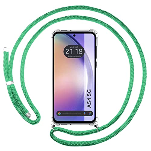 Tumundosmartphone Hülle Anhänger Transparent für Samsung Galaxy A54 5G Mit Lanyard Grün Wasser von Tumundosmartphone