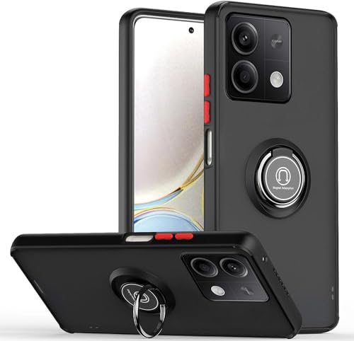 Tumundosmartphone Matte Hülle mit schwarzem Rand und 360° drehbarem Ring für Xiaomi Poco X6 5G von Tumundosmartphone