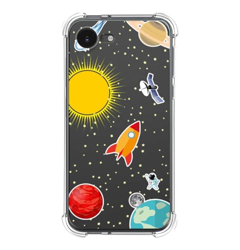 Tumundosmartphone Schutzhülle aus Silikon, stoßfest, für iPhone 16e (6,1 Zoll), Weltraum-Design, Zeichnungen von Tumundosmartphone