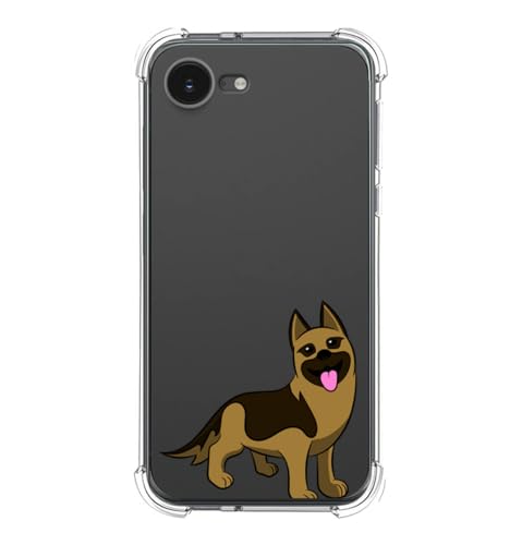 Tumundosmartphone Schutzhülle aus Silikon, stoßfest, für iPhone 16e (6.1), Design Hunde 03 Zeichnungen von Tumundosmartphone