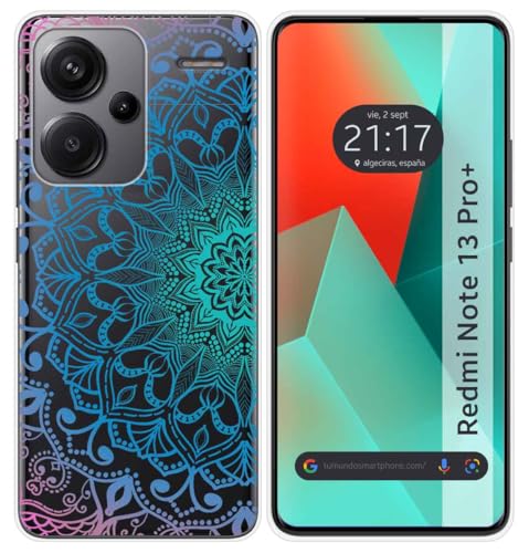 Tumundosmartphone Schutzhülle aus Silikon für Xiaomi Redmi Note 13 Pro+ Plus 5G, Motiv Mandala von Tumundosmartphone