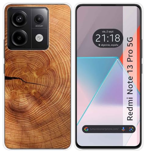 Tumundosmartphone Silikonhülle für Xiaomi Redmi Note 13 Pro 5G, Design Holz 04 Zeichnungen von Tumundosmartphone