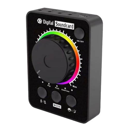 Tumuued X5 Live-Übertragungs-Soundkarte-Set Live-Soundkarte Schwarz ABS Bequemes Desktop-Live-Übertragung von Tumuued