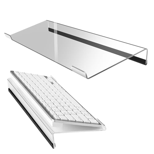 Tastaturhalter Acryl Tastaturablage Durchsichtiges Transparent Computer Tastatur Ständer Ergonomische Gekippter Universal für Schreibtisch Büro Hause Gaming Tippen Arbeiten von Tunejoy