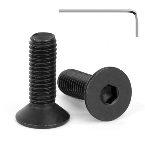 Tunejoy 20 Stück M8 x 25 mm Senkkopfschrauben Schwarz Senkschrauben Edelstahl A2 V2A Senkkopf Innensechskant DIN 7991 Vollgewinde mit Inbusschlüssel von Tunejoy