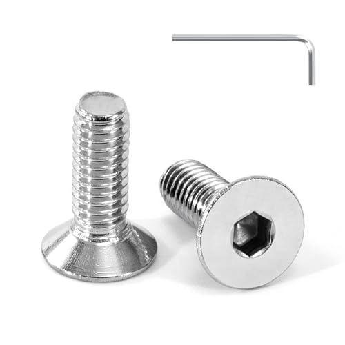 Tunejoy 20 Stück Senkkopfschrauben M4 x 12 mm Senkschrauben Edelstahl A2 V2A Senkkopf Innensechskant DIN 7991 Vollgewinde mit Inbusschlüssel von Tunejoy