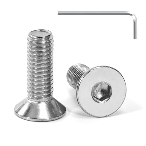 Tunejoy 20 Stück Senkkopfschrauben M8 x 25 mm Senkschrauben Edelstahl A2 V2A Senkkopf Innensechskant DIN 7991 Vollgewinde mit Inbusschlüssel von Tunejoy