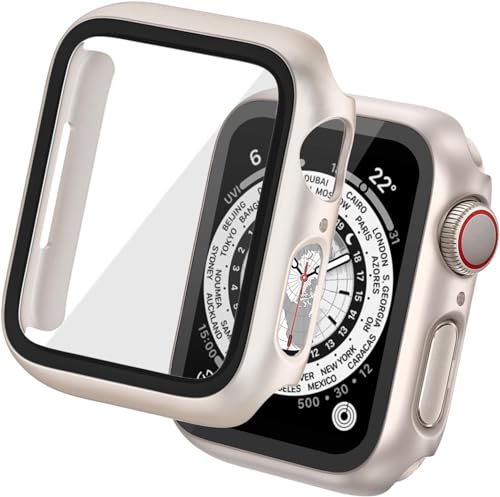 Tuocal 2 Stück Hard Hülle Kompatibel mit Apple Watch Series 6 / Serie 5 / Series 4 SE / 40mm HD PC Vollständige Abdeckung Schutz mit Schutzfolie Cover Case Glas Schutzhülle für iWatch 40mm von Tuocal