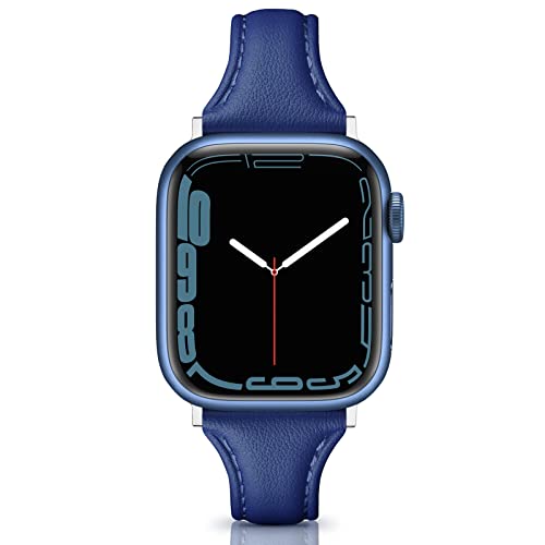 Tuocal Echtleder Armband kompatibel mit Apple Watch Armband 38mm 40mm 41mm, Schmales Dünnes Weiches Leder-Ersatz Armband für Apple Watch iWatch Series 9 8 7 6 5 4 3 2 1 SE Sports Edition Damen von Tuocal