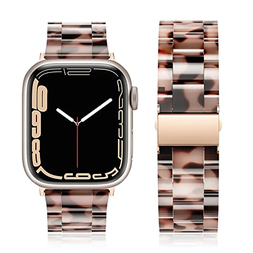 Tuocal Kompatibel mit Apple Watch Armband 38mm 40mm 41mm, Elegantes Buntes Harz Leichtes Ersatzarmband für iWatch Series 9 8 7 6 5 4 3 2 1 SE Sports & Edition für Damen, Achat Schwarz von Tuocal