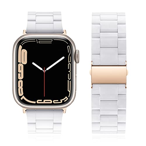 Tuocal Kompatibel mit Apple Watch Armband 38mm 40mm 41mm, Elegantes Buntes Harz Leichtes Ersatzarmband für iWatch Series 9 8 7 6 5 4 3 2 1 SE Sports & Edition für Damen, Beige von Tuocal