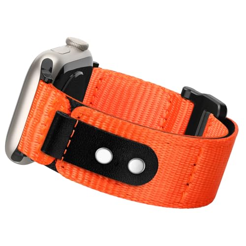 Tuocal Kompatibel mit Apple Watch Armband 45mm 44mm 42mm, Weiches Nylon Sportarmband Klettverschluss Design Loop Ersatzband für iWatch Armband Series 9 8 7 6 5 4 3 2 1 SE Herren Damen, Orange von Tuocal