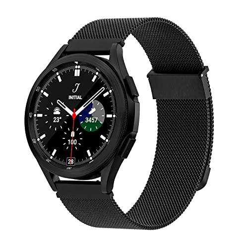 Tuocal Metallarmband kompatibel mit Samsung Galaxy Watch 4 40mm 44mm Watch 3 41mm / Active 40mm / Active 2 44mm / Galaxy Watch 20mm, Frauen Männer Magnetisches Edelstahl Mesh Metall Uhrenarmband von Tuocal