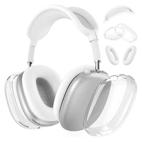 Tuocal Silikon-Schutzhülle für Airpods Max Kopfhörer, weiche TPU-Ohrpolster, Ohrmuscheln und Kopfbandabdeckung, kratzfester Schutz für Airpods Max von Tuocal