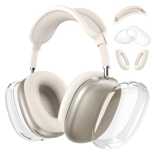 Tuocal Silikon-Schutzhülle für Airpods Max Kopfhörer, weiche TPU-Ohrpolster, Ohrmuscheln und Kopfbandabdeckung, kratzfester Schutz für Airpods Max Tuocal Silikon-Schutzhülle für Airpods Max Kopfhörer, weiche TPU-Ohrpolster, Ohrmuscheln und Kopfbandabdeckung, kratzfester Schutz für Airpods Max von Tuocal