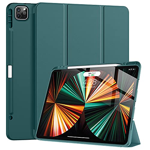 Tuosake Schutzhülle für iPad Pro 2021, 32.8 cm (12.9 Zoll) mit Stifthalter, vollständiger Schutz, zum Aufladen von Bleistiften, Standfunktion, weiche TPU-Rückabdeckung für iPad Pro 12.9 Zoll von Tuosake