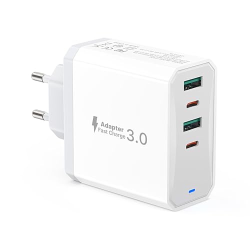USB C Ladegerät, 4 Port USBC Stecker 50W Schnellladegerät Mehrfach mit PD 25W und QC 18W, für iPhone 15 Pro Max 14 Plus 13 12 11 SE XR XS 8, Samsung, Handy Adapter Ladeadapter Netzteil Ladestecker USB C Ladegerät, 4 Port USBC Stecker 50W Schnellladegerät Mehrfach mit PD 25W und QC 18W, für iPhone 15 Pro Max 14 Plus 13 12 11 SE XR XS 8, Samsung, Handy Adapter Ladeadapter Netzteil Ladestecker von Tupneuf