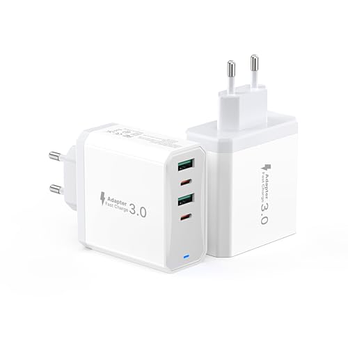 USB C Ladegerät 2er-Pack, 4 Port USBC Stecker 50W Schnellladegerät Mehrfach mit PD 25W und QC 18W, für iPhone 15 Pro Max 14 Plus 13 12 11 SE XR XS 8, Handy Adapter Ladeadapter Netzteil Ladestecker USB C Ladegerät 2er-Pack, 4 Port USBC Stecker 50W Schnellladegerät Mehrfach mit PD 25W und QC 18W, für iPhone 15 Pro Max 14 Plus 13 12 11 SE XR XS 8, Handy Adapter Ladeadapter Netzteil Ladestecker von Tupneuf