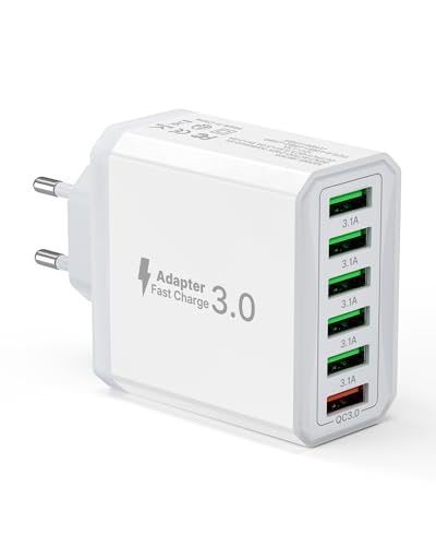 USB Ladegerät, 6-Ports Ladeadapter 33W Adapter Ladestecker mit QC 3.0 Schnellladegerät Mehrfach, USB Stecker Netzteil für iPhone 16 15 14 13 12 11 Pro Max, iPad, Handy Steckdose Charger Netzstecker USB Ladegerät, 6-Ports Ladeadapter 33W Adapter Ladestecker mit QC 3.0 Schnellladegerät Mehrfach, USB Stecker Netzteil für iPhone 16 15 14 13 12 11 Pro Max, iPad, Handy Steckdose Charger Netzstecker von Tupneuf