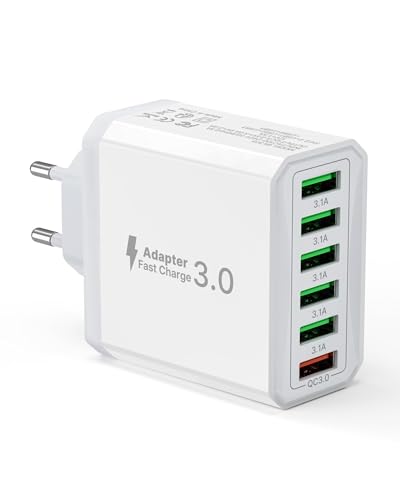 USB Ladegerät, 6-Ports Ladeadapter 33W Adapter Ladestecker mit QC 3.0 Schnellladegerät Mehrfach, USB Stecker Netzteil für iPhone 14 13 12 11 Pro Max, iPad, Handy 3 USB Ladegerät, 6-Ports Ladeadapter 33W Adapter Ladestecker mit QC 3.0 Schnellladegerät Mehrfach, USB Stecker Netzteil für iPhone 14 13 12 11 Pro Max, iPad, Handy 3 von Tupneuf