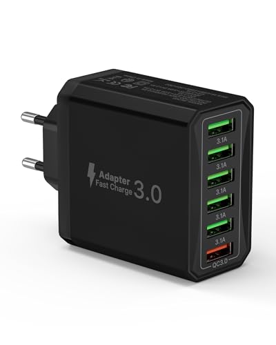 USB Ladegerät, 6-Ports Schnellladegerät Mehrfach 33W USB Netzteil mit QC 3.0 und USB 3.1A, USB Ladeadapter Ladestecker für iPhone 16 15 14 13 12 11 Pro Max SE 2020 XR XS 8 7, iPad Pro, Samsung, Handy USB Ladegerät, 6-Ports Schnellladegerät Mehrfach 33W USB Netzteil mit QC 3.0 und USB 3.1A, USB Ladeadapter Ladestecker für iPhone 16 15 14 13 12 11 Pro Max SE 2020 XR XS 8 7, iPad Pro, Samsung, Handy von Tupneuf