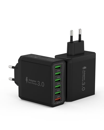 USB Ladegerät 2er-Pack, 6-Ports Schnellladegerät Mehrfach 33W USB Netzteil mit QC 3.0 und USB 3.1A, USB Ladeadapter Ladestecker für iPhone 16 15 14 13 12 11 Pro Max SE XR XS, iPad Pro, Samsung, Handy USB Ladegerät 2er-Pack, 6-Ports Schnellladegerät Mehrfach 33W USB Netzteil mit QC 3.0 und USB 3.1A, USB Ladeadapter Ladestecker für iPhone 16 15 14 13 12 11 Pro Max SE XR XS, iPad Pro, Samsung, Handy von Tupneuf