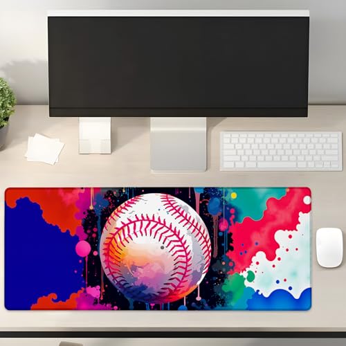 Turamurra Buntes Baseball-Gaming-Mauspad, Geschenke, 80 x 30 cm, rutschfeste Gummiunterseite, Mauspads für Computer, Laptop, Schule, Büro, Zuhause, Dekoration, Mauspad, Tastatur-Schreibtischunterlage Turamurra Buntes Baseball-Gaming-Mauspad, Geschenke, 80 x 30 cm, rutschfeste Gummiunterseite, Mauspads für Computer, Laptop, Schule, Büro, Zuhause, Dekoration, Mauspad, Tastatur-Schreibtischunterlage von Turamurra